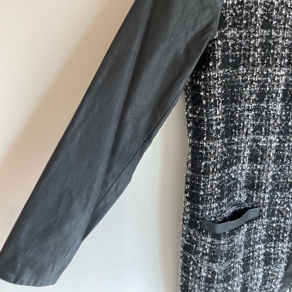 Michael Kors Bedazzled Tweed and Faux Leather Coat - Picture 3 of 6